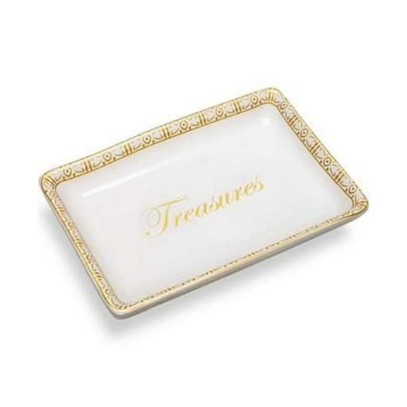 Charter Clue Macys HOLIDAY LANE Treasures White Gold Tone Ceramic Tray