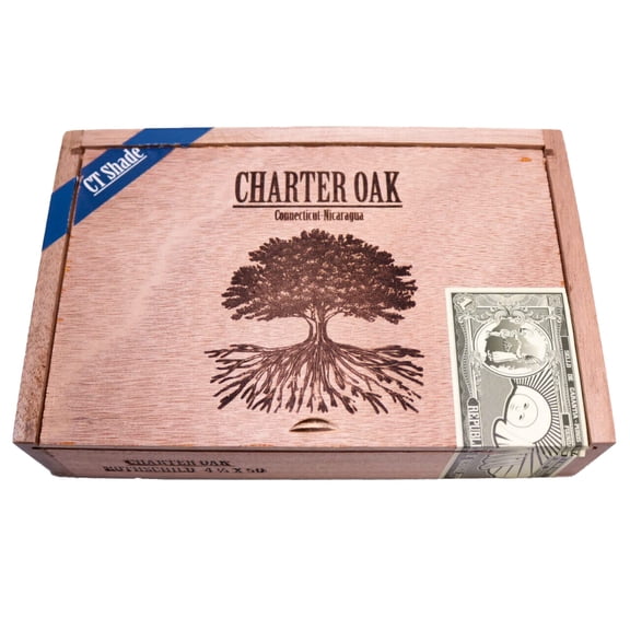 Charter Oak Rothschild CT Shade Empty Wood Cigar Box 8.25" x 5.25" x 2"