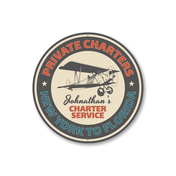 Charter Service Aviation Aluminum Metal Decor Sign - 12" Round