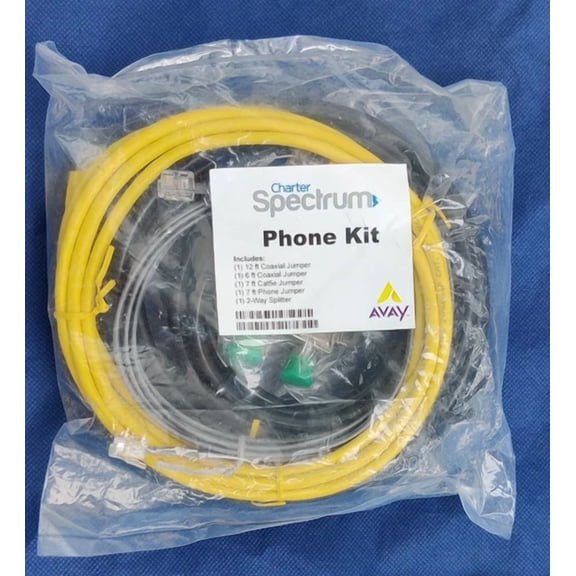 Charter Spectrum Avay Coaxial Cat5E Jumper 2 Way Splitter Phone Kit