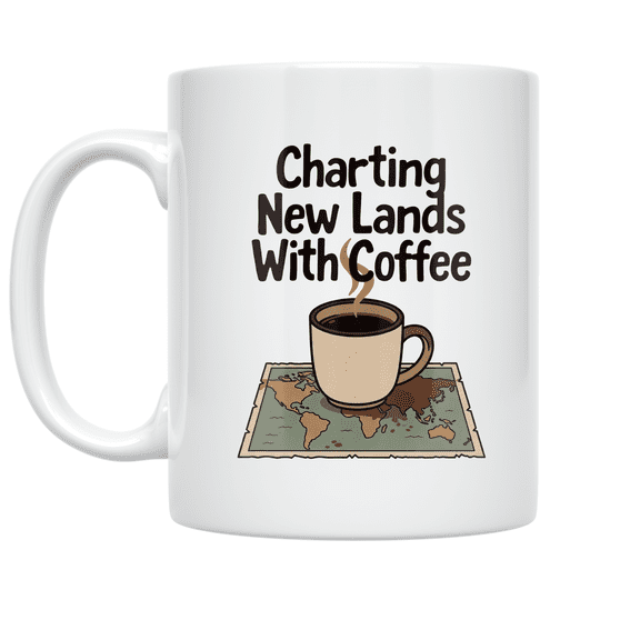 Charting New Lands With Coffee - Explorer Enthusiast - 11 oz Ceramic Coffee Mug