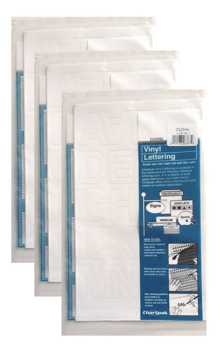 Chartpak 1-1/2-inch White Stick-on Vinyl Letters (01046), 3 PACKS