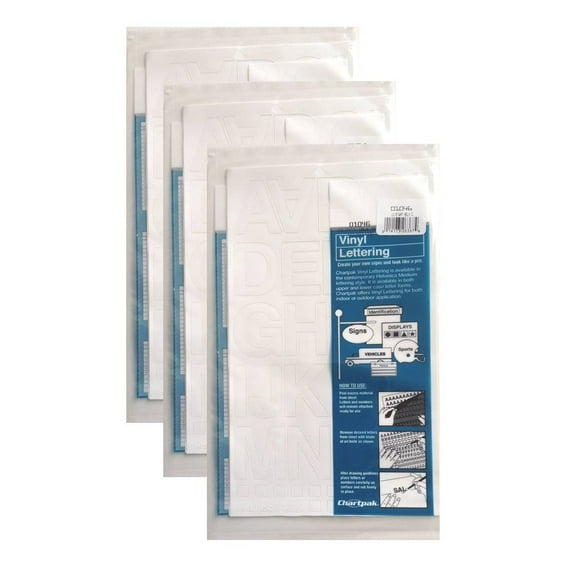 Chartpak 1-1/2-inch White Stick-on Vinyl Letters (01046), 3 PACKS