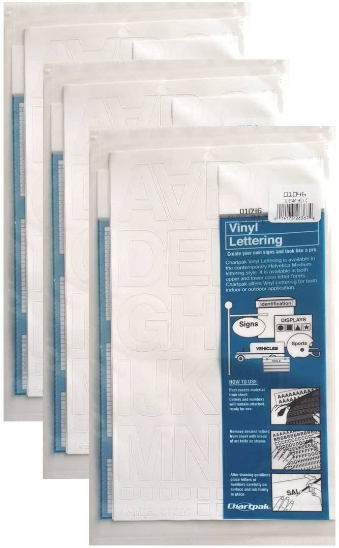 Chartpak 1-1/2-inch White Stick-on Vinyl Letters (01046) - 5 Packs