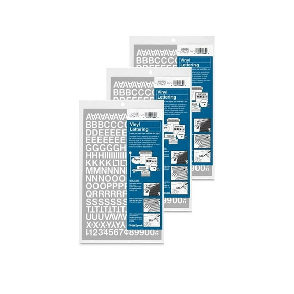Chartpak 1/2-inch White Stick-on Vinyl Letters & Numbers (01016), 3 PACKS
