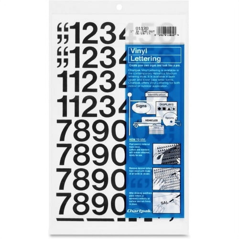 Adhesive Numbers Chartpak 1 Inch Vinyl Self-adhesive Black Permanent Adhesive Numbers 44 ...