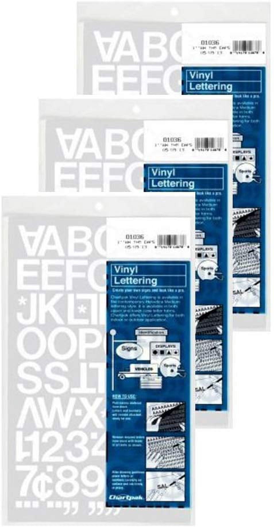 Chartpak 1-inch White Stick-on Vinyl Letters & Numbers (01036), 3 PACKS