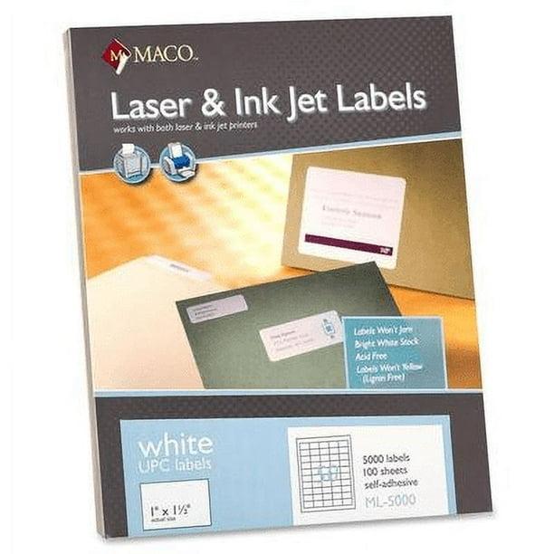 MACO Laser/Ink Jet White UPC Labels - 1 MACO Laser/Ink Jet White UPC Labels - 1
