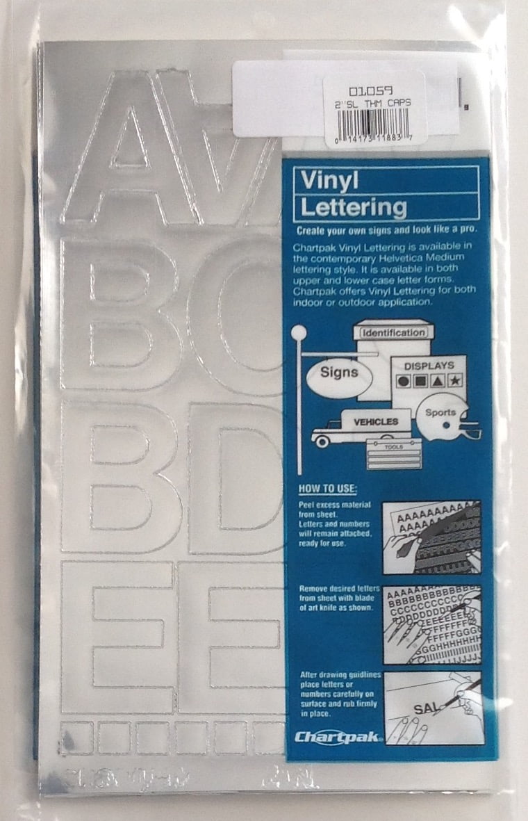 Chartpak 2-inch Silver Stick-on Vinyl Letters & Numbers (01059), 3 PACKS