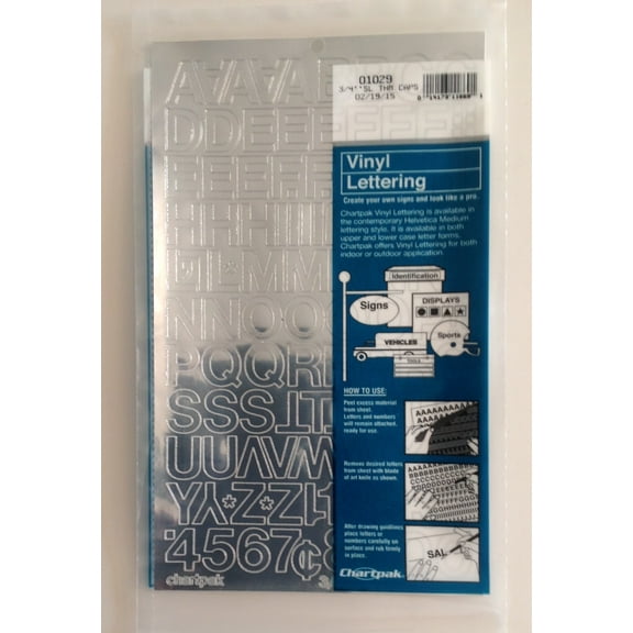 Chartpak 3/4-inch Silver Stick-on Vinyl Letters & Numbers (01029), 5 PACKS