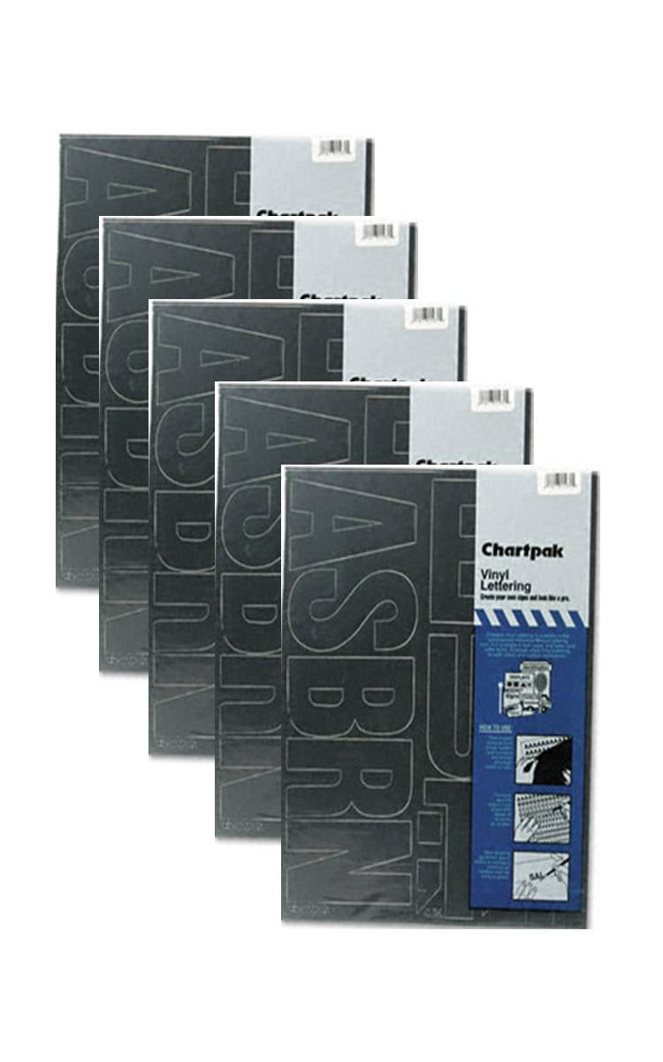 Chartpak 3-inch Black Stick-on Vinyl Letters (01070), 5 PACKS