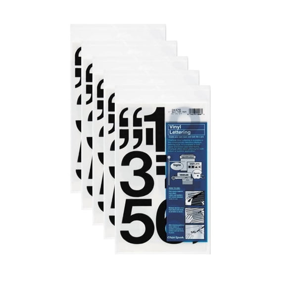 Chartpak 3-inch Black Stick-on Vinyl Numbers (01170), 5 PACKS