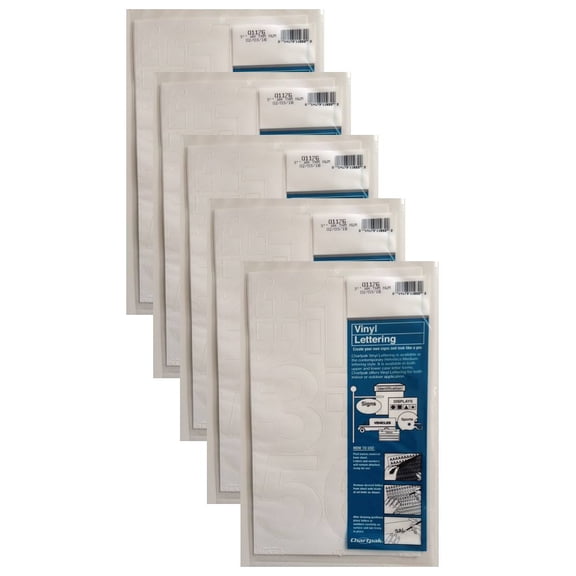 Chartpak 3-inch White Stick-on Vinyl Numbers (01176), 5 PACKS