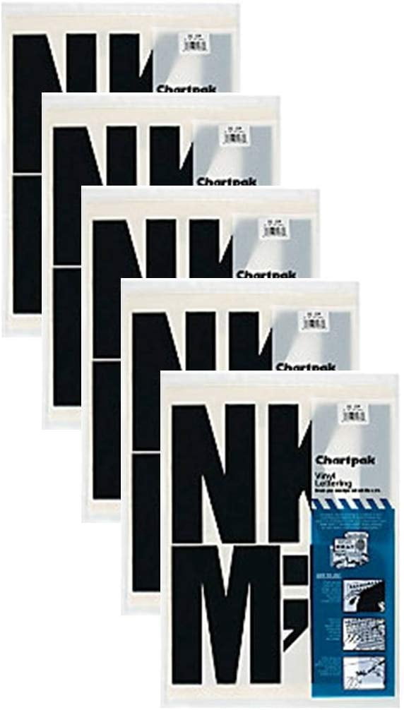 Chartpak 4-inch Black Stick-on Vinyl Letters & Numbers (01175), 5 PACKS