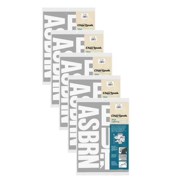 Chartpak 4-inch White Stick-on Vinyl Letters & Numbers (01180), 5 PACKS