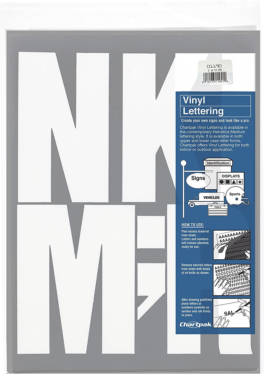 Chartpak 6-inch White Stick-on Vinyl Capital Letters Only (01190), 3 PACKS