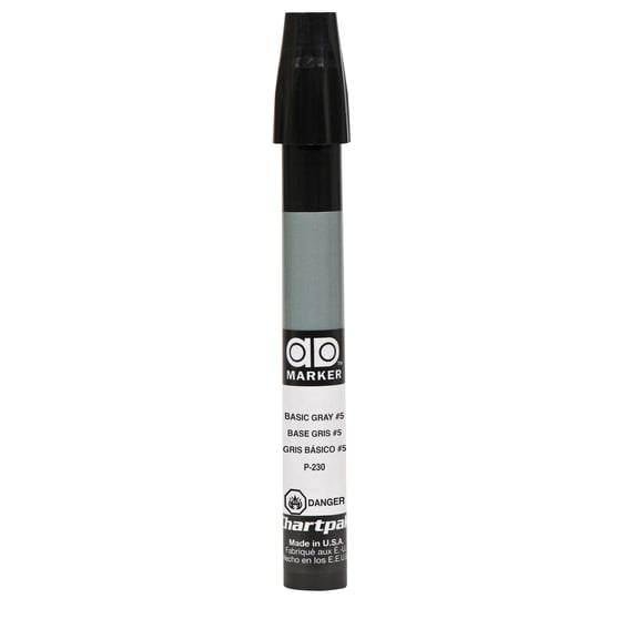 Chartpak AD Marker, Tri-Nib, Basic Gray 5, 1 Each