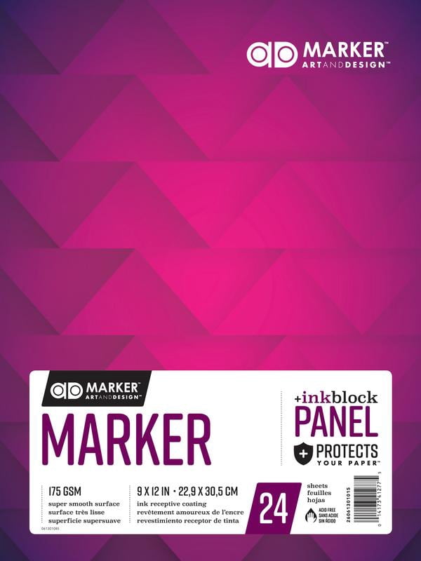 Chartpak AD Marker 14" x 17" Paper Pad with "Ink Block" Panel, 175 GSM, 24 Sheets/Pad, 1 Each