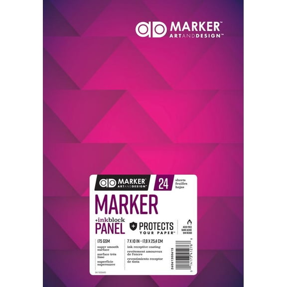 Chartpak AD Marker 7" x 10" Paper Pad with "Ink Block" Panel, 175 GSM, 24 Sheets/Pad, 1 Each