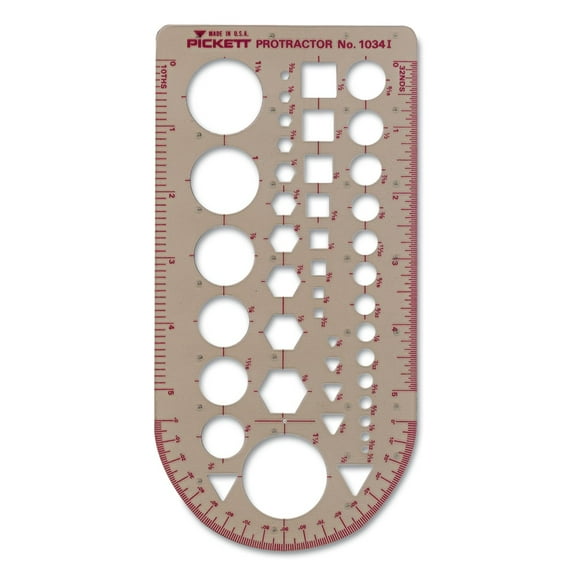 Chartpak, CHA1034I, Pickett General Purpose Template, 1 Each, Smoke Gray