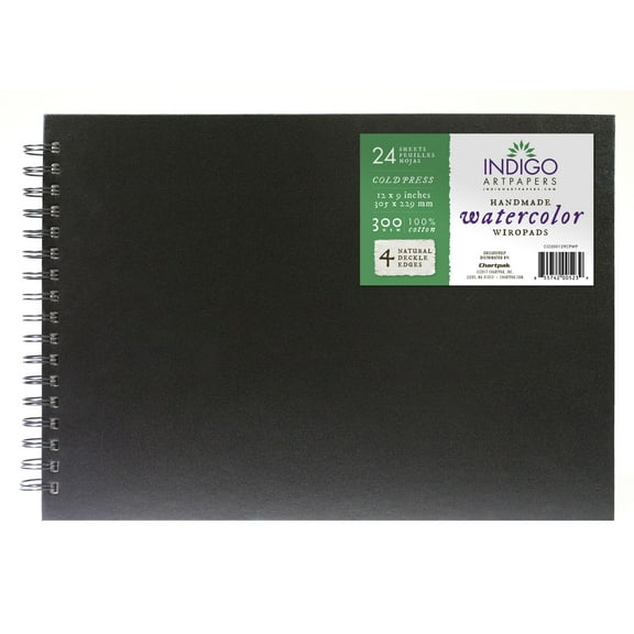 Chartpak Indigo Handmade Watercolor Wiro Pad, 24 Sheets, 9"x 12"