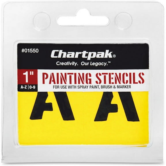 Chartpak Painting Letters/Numbers Stencils - 1" - Gothic - Yellow | Bundle of 5 Sets