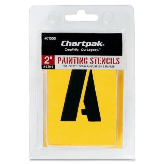 Chartpak Painting Letters/Numbers Stencils, 35 per Set