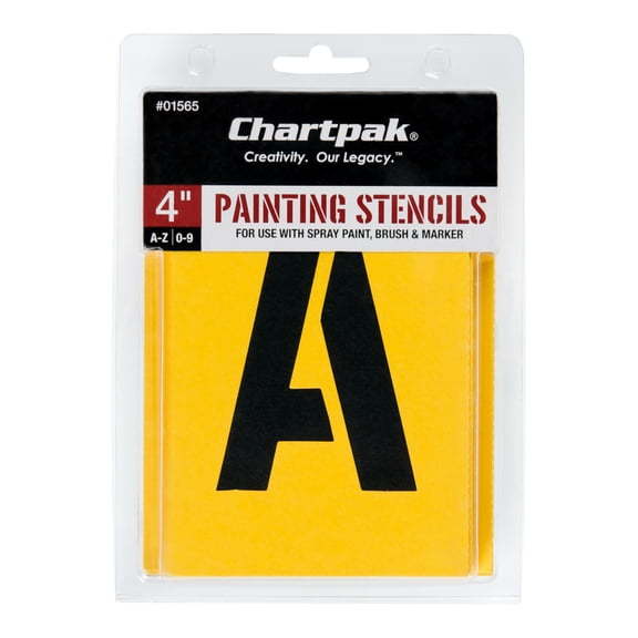Chartpak 4" H Letter & Number Painting Stencils, 35/Pk