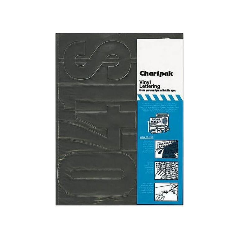 Chartpak Press-On Vinyl Numbers, Self Adhesive, Black, 6H, 21-Pack