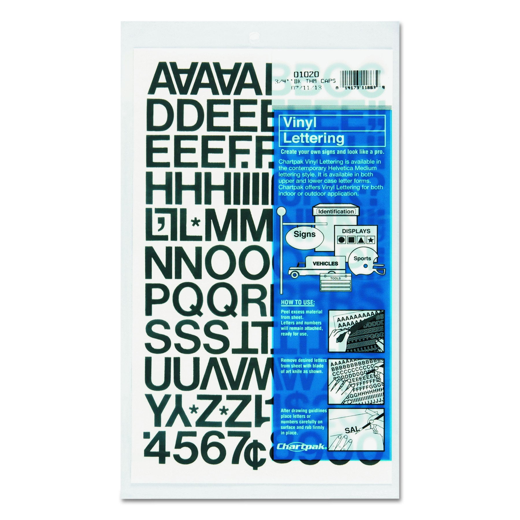 Black and White Self-Adhesive Vinyl Letters and Numbers Set