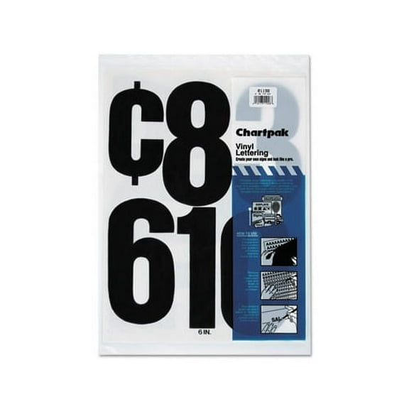 Chartpak Self-Adhesive Vinyl Numbers, 6 Inches High, Black, 21 per Pack (01198) - Single Pack