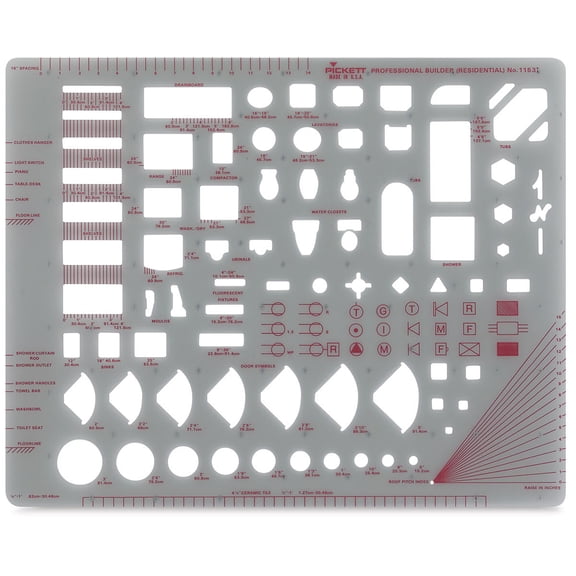 Chartpak Templates, Architect & Builder Symbols, 8" x 10", Smoke