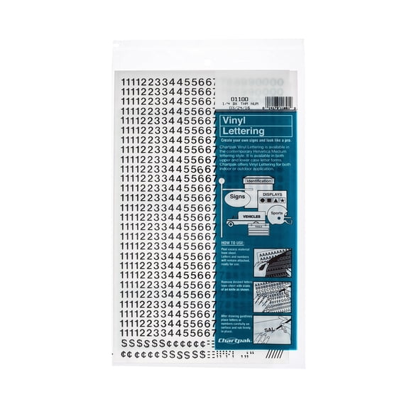 Chartpak Vinyl Numbers - 1/4" Numbers, Black