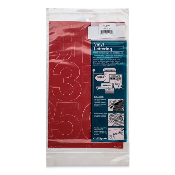Chartpak Vinyl Numbers - 3'' Numbers, Red