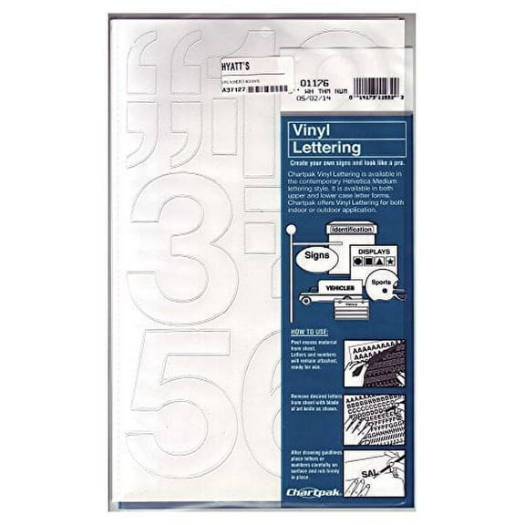Chartpak Vinyl Numbers - 3" Numbers, White