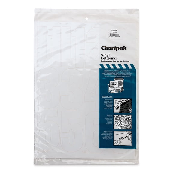 Chartpak Vinyl Numbers - 4" Numbers, White