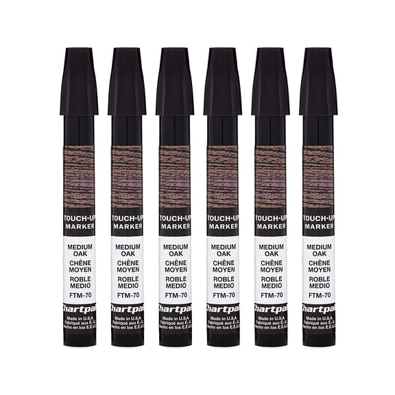Chartpak Wood Frame Touch-Up Marker, Tri-Nib, Medium Oak, 6 Pack (FTM70)