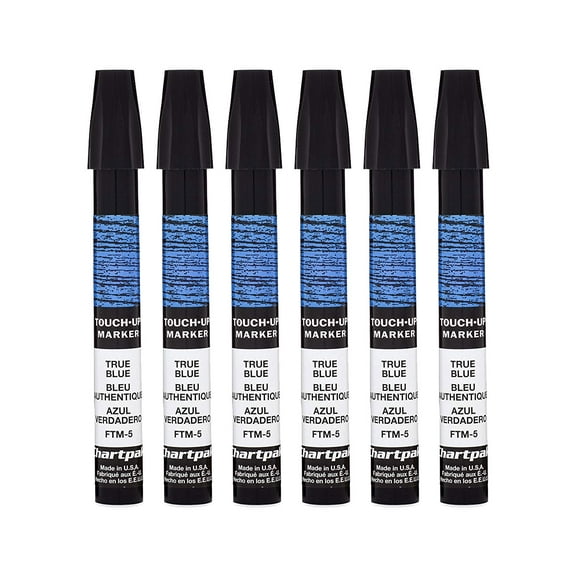 Chartpak Wood Frame Touch-Up Marker, Tri-Nib, True Blue, 6 Pack (FTM5)