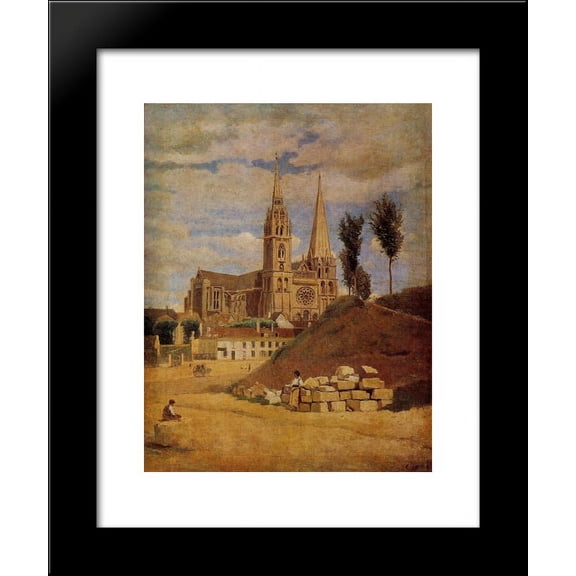 Chartres Cathedral 20x24 Framed Art Print by Camille Corot