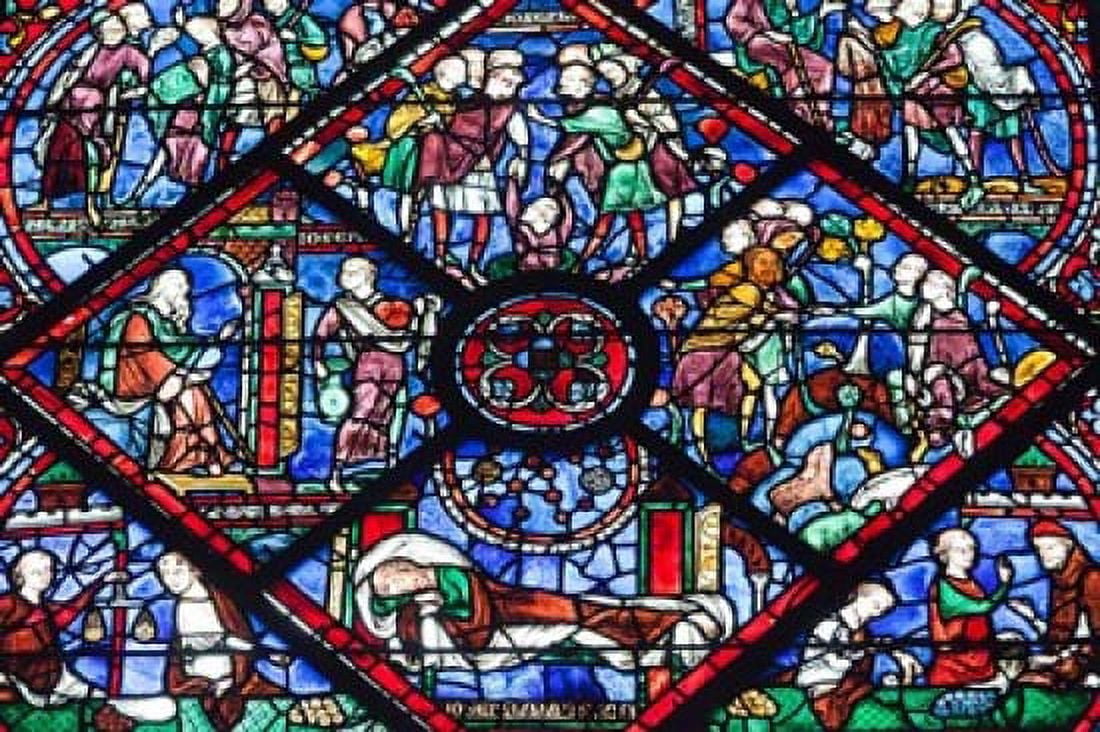 Chartres Cathedral Stained Glass Canvas Art - Walter Bibikow DanitaDelimont (28 x 19)