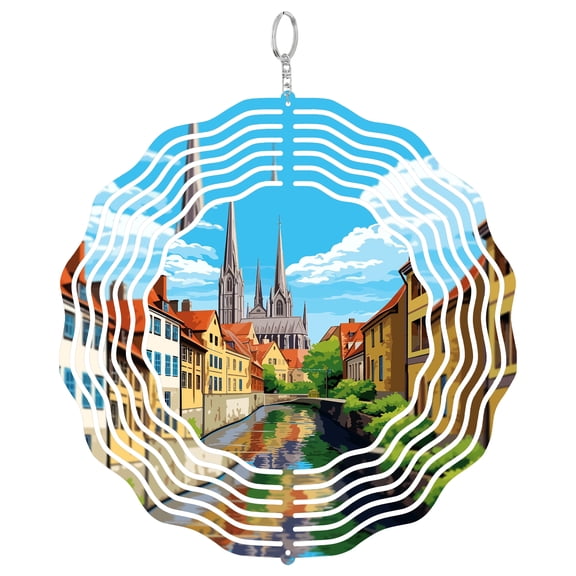 Chartres France Cathedral 3D Wind Spinner Stainless Steel Kinetic Yard Art Garden Decor Gothic Architecture Gift