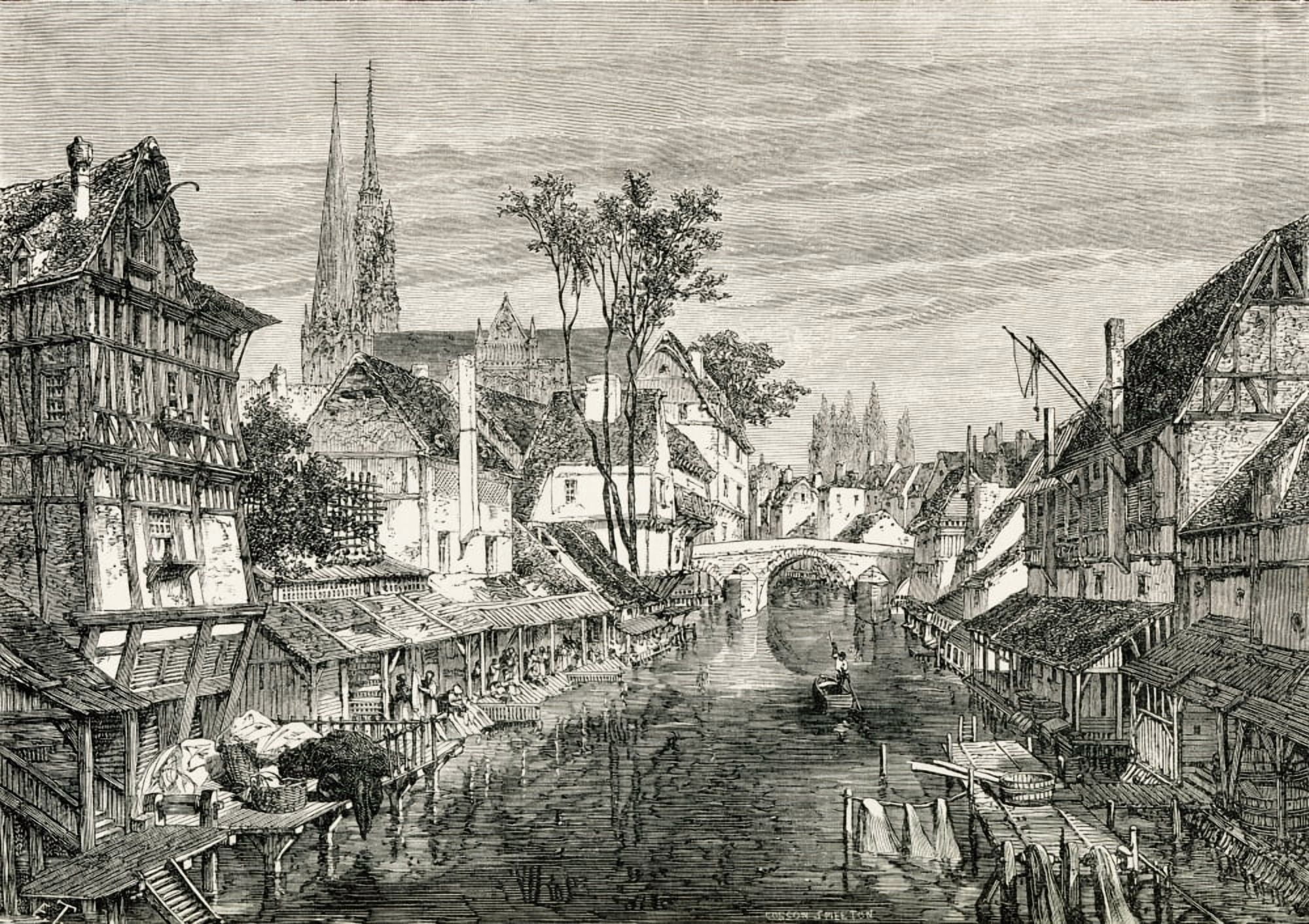 Chartres France In The 19Th Century From French Pictures By The Rev Samuel G Green Published 1878 Canvas Art - Ken Welsh Design Pics (17 x 12)