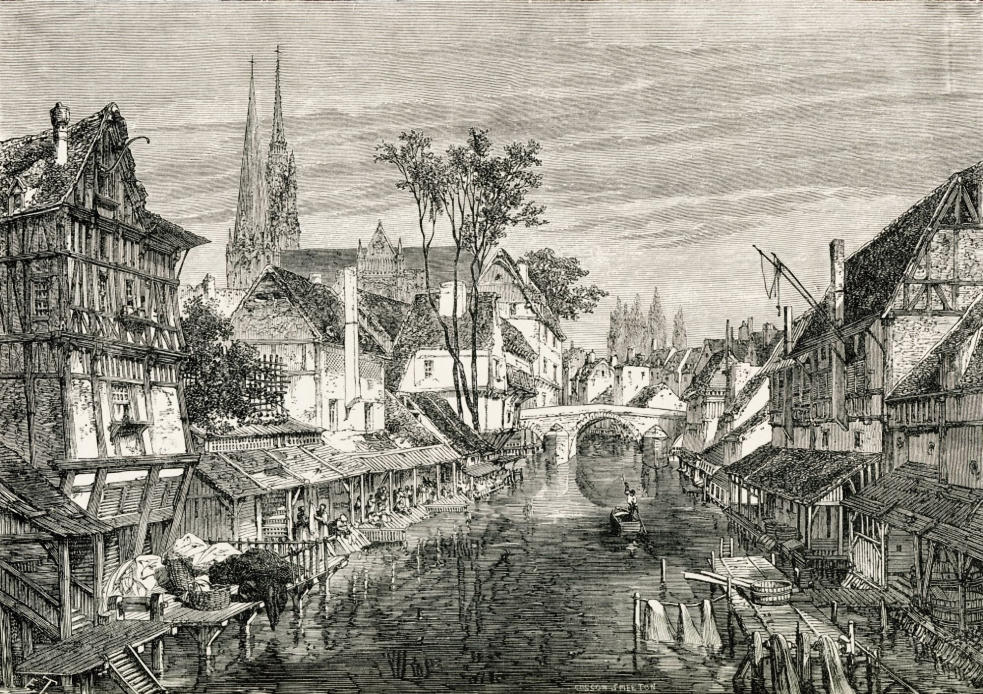 Chartres France In The 19Th Century From French Pictures By The Rev Samuel G Green Published 1878 Canvas Art - Ken Welsh Design Pics (34 x 24)