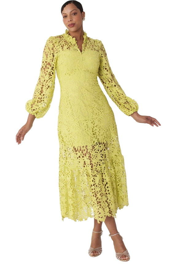 Chartreuse Lace Midi Dress -82434
