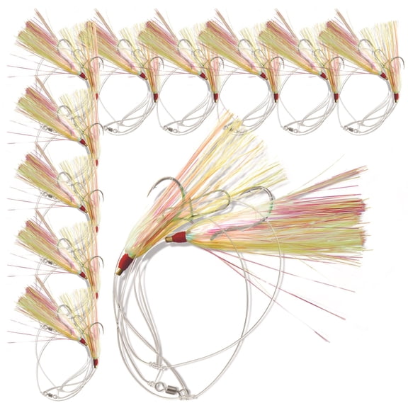 Chartreuse Mylar Teaser Saltwater Fishing Rig, 10 Pack