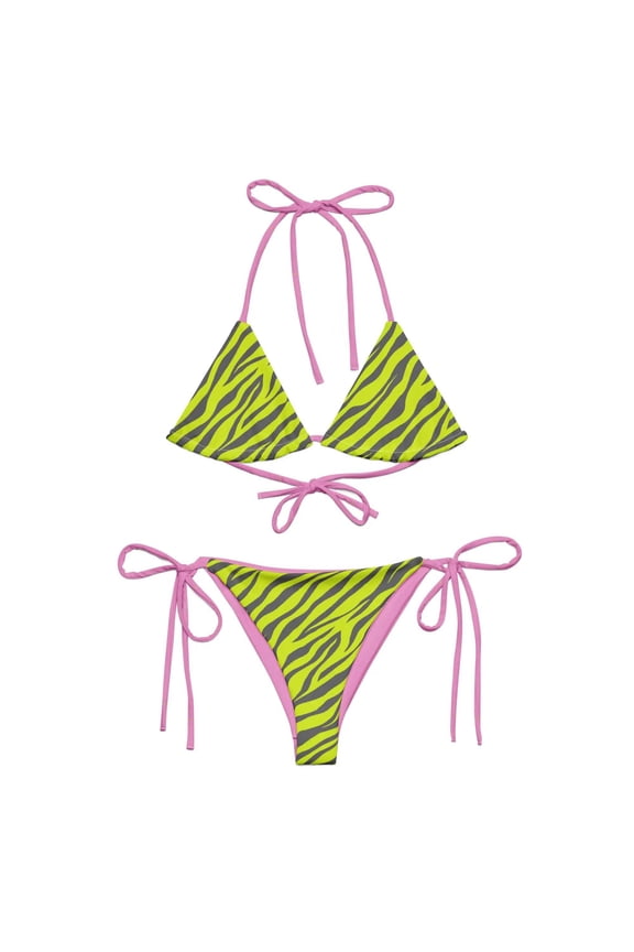 Chartreuse Rose Tiger String Bikini