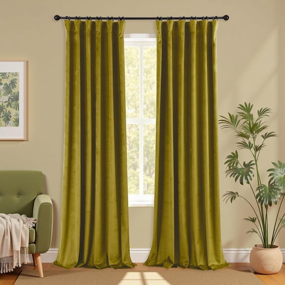 Chartreuse Velvet Curtains 52 W x 84 L 2 Panels