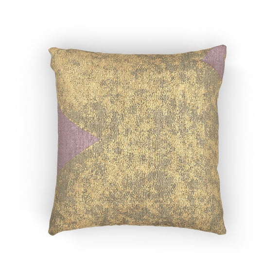 Chartreuse Yellow and Dusty Pink Geometric Triangle Decorative Woven Pillow, Cotton-Polyester Shell, Color Block Style