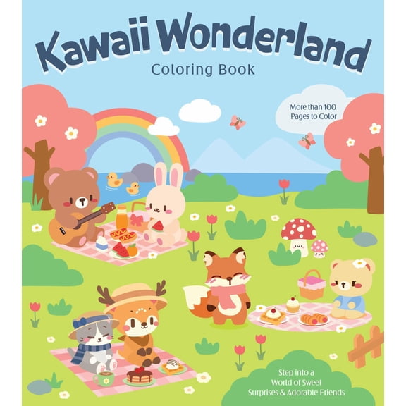 Kawaii Wonderland Coloring Book: Step into a World of Sweet Surprises and Adorable Friends, 128 pages (Paperback)