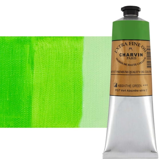 Charvin Extra Fine Oil Paint, Absinthe Green 150 ml - Triple-Milled, Rich Texture, Poppy Oil-Based, Light-Fast, Handmade, Archival Quality